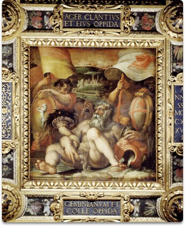 Vernaccia-di-San-Gimignano-gemaakt-in-amforen schildering vasari